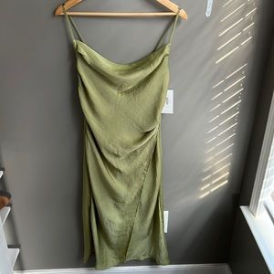 Green Cowl Neck Slip Dress